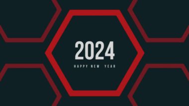 Yeni yıl 2024 Red Futuristic geçmişi. Mutlu yıllar 2024 kutlama konsepti. 2024