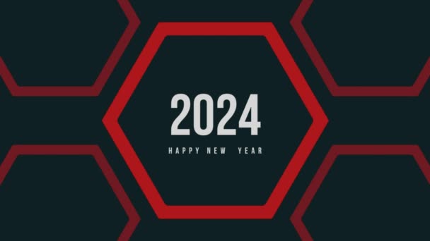 2024新年红色未来派背景 快乐的新年2024庆祝理念 2024 — 图库视频影像