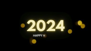 Altın 2024 Mutlu Yıllar güzel animasyon metni. Yeni Yıl 2024