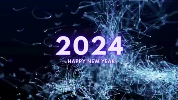 Feliz Ano Novo 2024 Fundo Azul 2024 Celebração Ano Novo — Vídeo de Stock