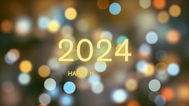 2024 Ευτυχισμένο Νέο Έτος Χρυσό Κείμενο Λάμψει Φως Animation Όμορφο — Αρχείο Βίντεο