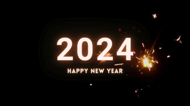 Golden 2024 Ευτυχισμένο Νέο Έτος Πυροτεχνήματα Bokeh Φόντο Γιορτή Λαμπερή — Αρχείο Βίντεο