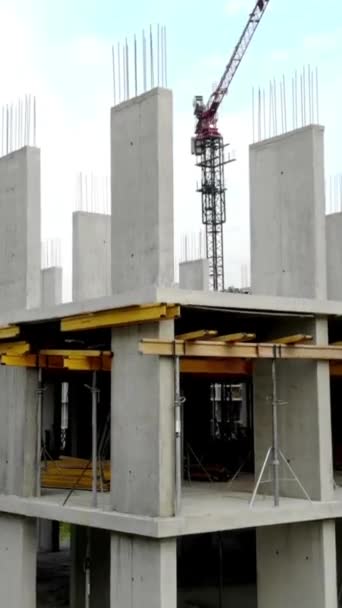 Építkezésen Haladnak Aerial Flight New Constructions Development Site High Tower — Stock videók