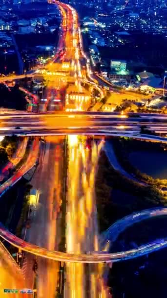 Timelapse Car Traffic Transportation Circle Roundabout Road Asian City Drone — Stock Video