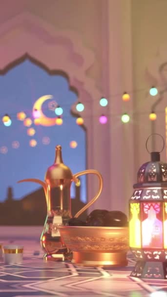 Ίντ Μουμπάρακ Φόντο Εορτασμός Των Eid Alfitr Και Adha Στη — Αρχείο Βίντεο