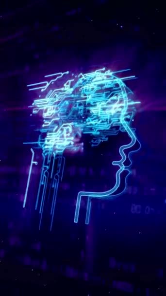 Inteligencia Artificial Cerebro Digital Big Data Animación Tecnología Futura Máquina — Vídeo de stock