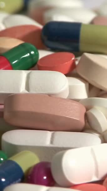 Φάρμακα Χάπια Κάψουλες Έννοια Υγειονομικής Περίθαλψης Πάρα Πολλά Δισκία Πολλά — Αρχείο Βίντεο
