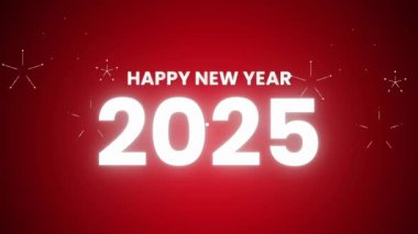 Mutlu yıllar 2025 havai fişekler. Yeni yıl kutlaması konsepti. 2025 havai fişek. Kırmızı arkaplanda yeni yıl 2025.