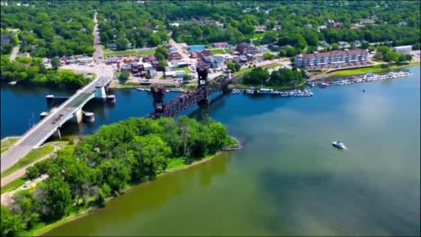 Pequena Cidade Wisconsin Onde Rio Mississippi Encontra Rio Croix — Vídeo de Stock