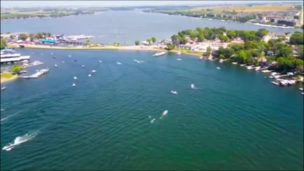 Sailboats Motorboats West Okoboji Lake Okoboji Iowa United States — Stock Video