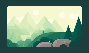 Yeşil çiçek elementleriyle ormanın manzarası