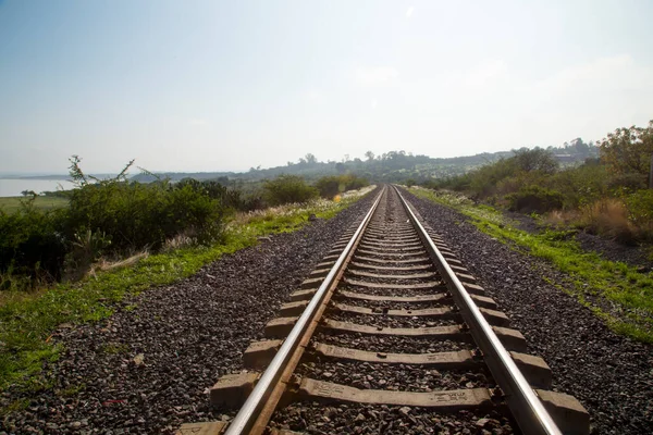 Railway Track Landscape Road — Stock Photo, Image