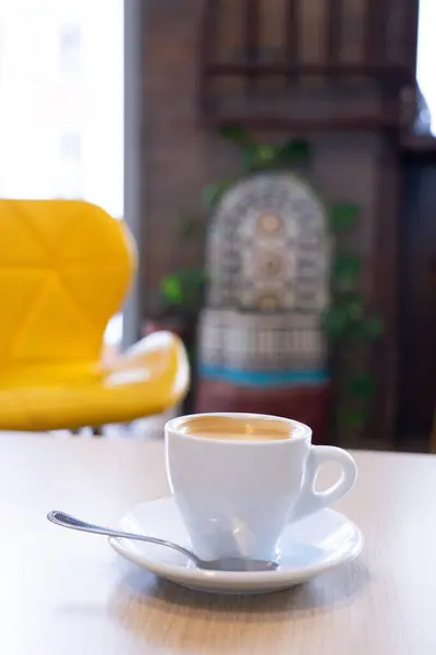 stock image Coffee with milk in a Moroccan cafe with copy space