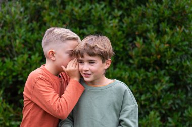 Parkta bir sırrı paylaşan iki genç çocuk, bir anlık mahremiyet ve bağlantının tadını çıkarıyorlar.