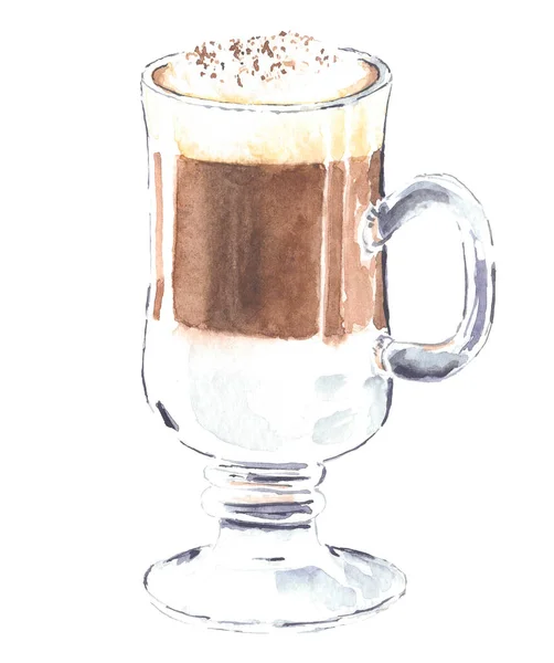水彩咖啡杯 手绘插图 — 图库矢量图片