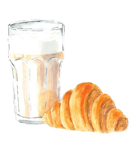 Tasse Café Avec Croissants — Image vectorielle