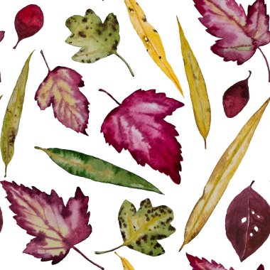 suluboya sonbahar yaprağı deseni