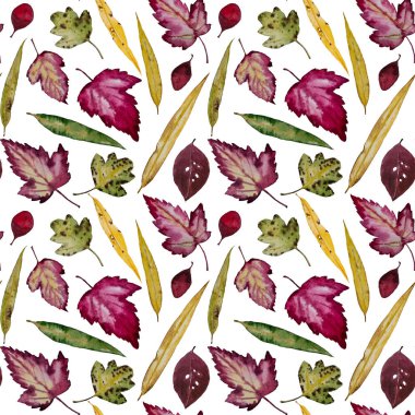 suluboya sonbahar yaprağı deseni