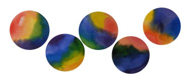 suluboya daireler, gökkuşağı renkleri, beyaz arkaplanda izole edilmiş, metin, bayrak, kart, davetiye, etiket ve bayrak tasarımı, logo, marka