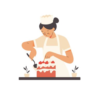 Pastayı süsleyen bir fırıncı.