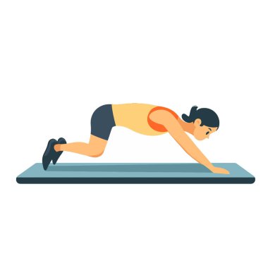  Fitness minderinde şınav çeken bir adam. vektör