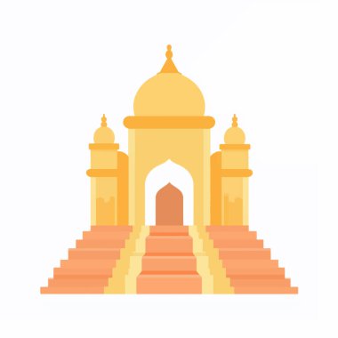 Altın Tapınak İllüstrasyonu Sersemletici Altın ve Turuncu Merdiven