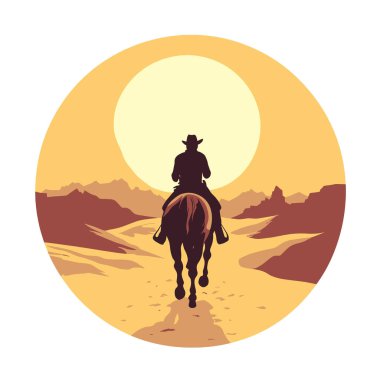  Çöl düz vektöründe at süren en az düz insan.