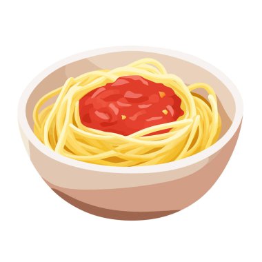 Marinara soslu makarnanın yakın çekimi. vektör