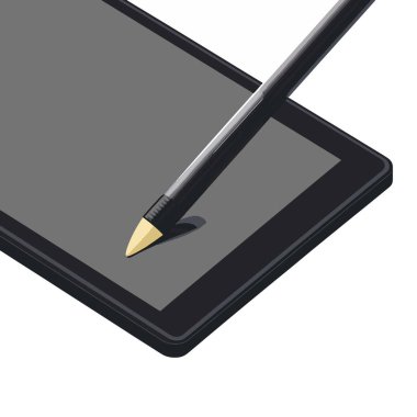  Çizim için stili olan dijital tabletin yakın plan fotoğrafı. vektör