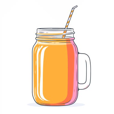  Bir pipetle mason kavanozunda canlandırıcı bir meyve püresi. vektör