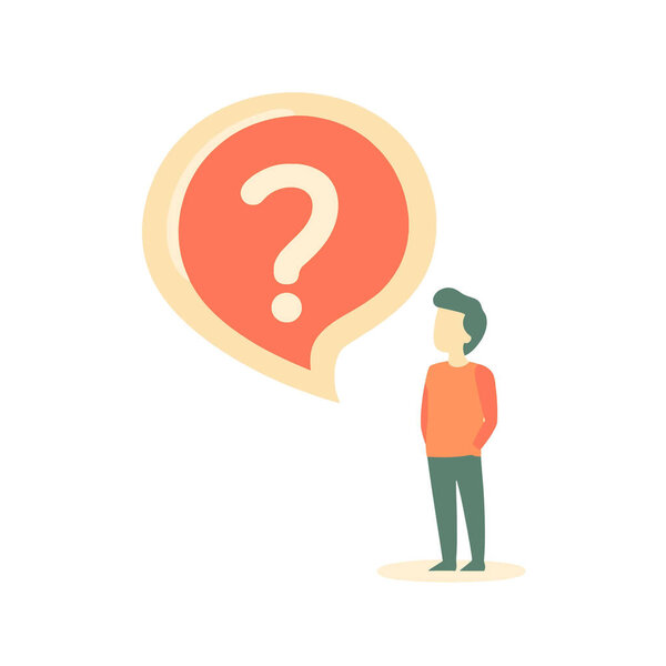 man Standing beside a question mark bubble vector