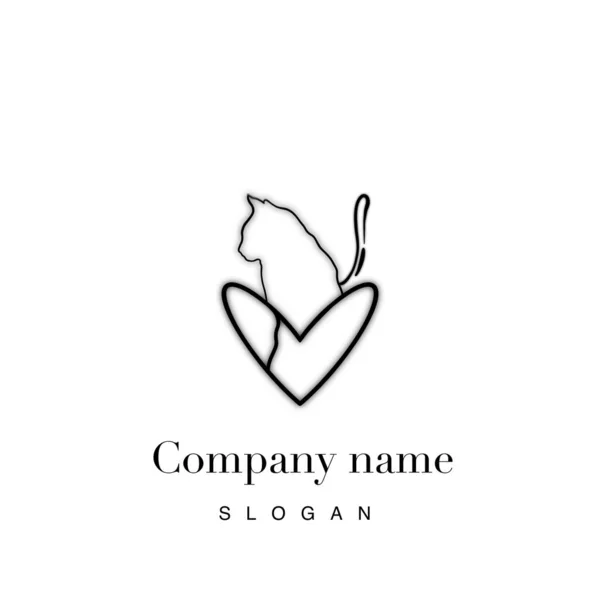 Logo Para Publicidad Gato Corazón Recurso Gráfico Icono —  Fotos de Stock