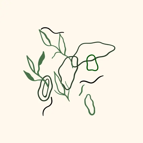 Wektorowe Abstrakcyjne Kwiatowe Tło Ręcznie Rysowane Tło Kwiatowe Liśćmi Gałęziami — Zdjęcie stockowe