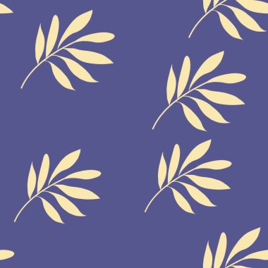 Elle çizilmiş yapraklarla kusursuz desen, tropikal yapraklar arkaplan desenli leylak 