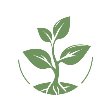 leaf logo vector template icon. Green leaves grow from the ground, ecology and environment theme, green leaf, vector illustration.