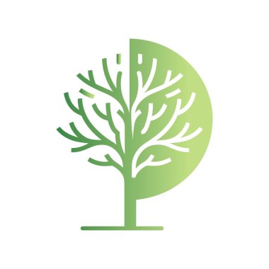ağaç logosu vektör tasarımı, yeşil siluet ağacı