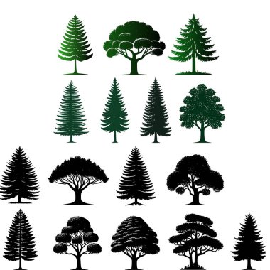 set of trees. black trees, trees, vector illustration clipart