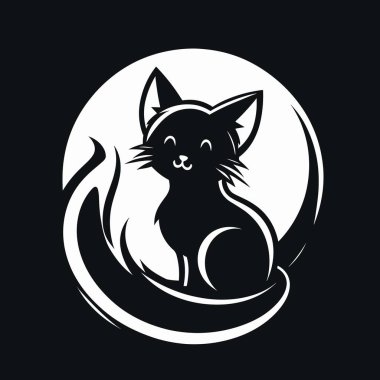 siyah kedi silueti vektör çizimi 