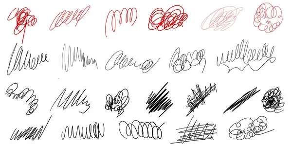 set of hand drawn scribbles . Set of hand drawn lines, brush lines, underline. Hand-drawn collection of various shapes in doodle style. Artistic line lettering. Isolated on white. Vector illustration.