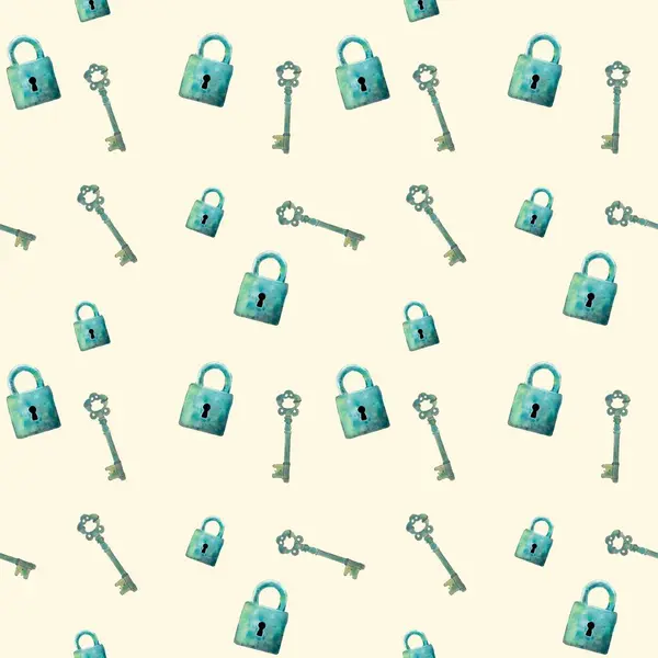 seamless pattern with keys. padlock seamless pattern. vintage key seamless pattern.