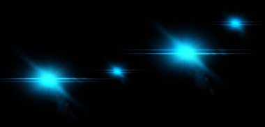 Parlayan parçacıklarla soyut arkaplan. Mavi ışıklar. Siyah arkaplanda mavi ışıklar. 