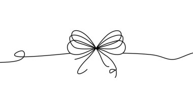 Minimalist siyah çizgili bir fiyonk sürekli, dalgalı bir sanat tarzında bağlanmış. Grafik tasarımı, davetiyeler, tebrik kartları ve çeşitli dekoratif amaçlar için mükemmel. Siyah kurdele 