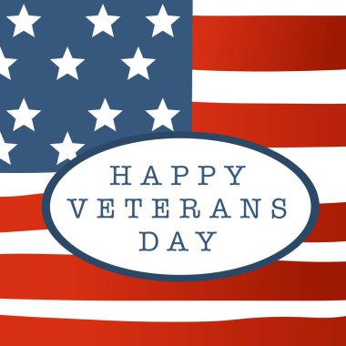 Vatansever vektör illüstrasyonunda Amerikan bayrağı Mutlu Gaziler Günü mesajıyla gösteriliyor. Çeşitli tasarım ve projelerde Gaziler Günü 'nü kutlamak ve onurlandırmak için mükemmel.. 