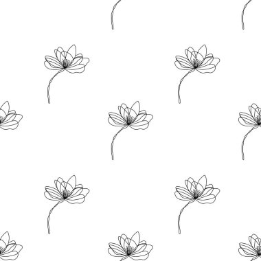 Kusursuz desenli çiçek deseni. Minimalist nilüfer çiçekleri. Kumaş, duvar kağıdı ve dekor için zarif modern çiçek arkaplanı.