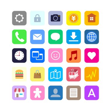 Dijital araçlarla kullanmak için çeşitli simge çizimleri.