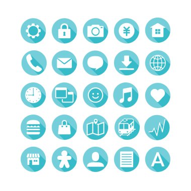 Dijital araçlarla kullanmak için çeşitli simge çizimleri.