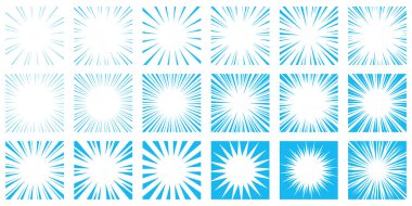 Mavi çizgi film tarzı etki çizgilerinin yoğunlaştırılmış çizgileri