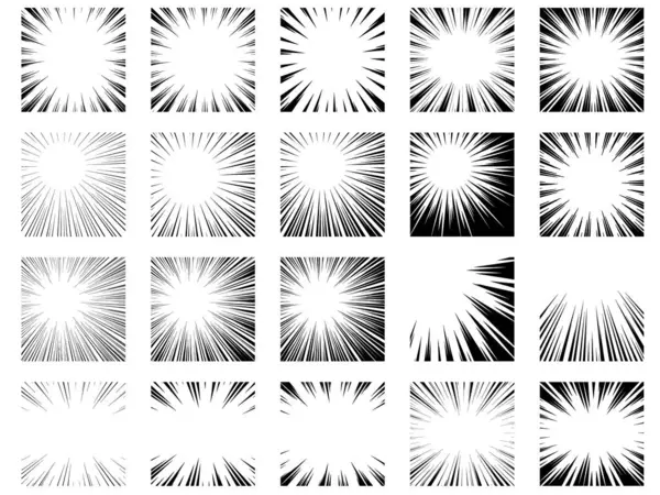 Siyah yoğunlaştırılmış çizgiler gibi çizgi film benzeri efekt çizgileri için bir vektör materyali kümesi