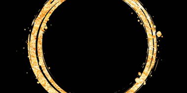 Japon tarzı bir çemberin, siyah bir arka planda altın gibi bir dokusu olan çizim materyali.