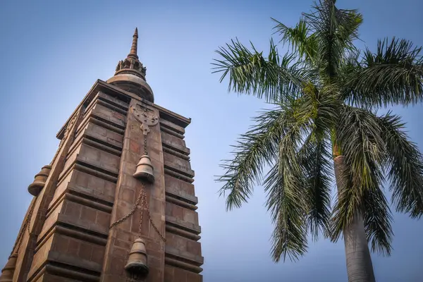 Sarnath, Varanasi 'deki Budist tapınağının sağ tarafında avuç içi var..